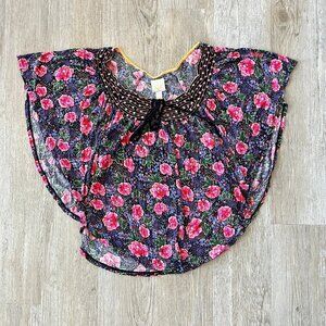Womens Ric Rac Floral Blouse Top - M